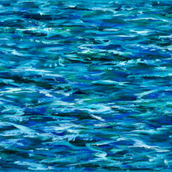 Painting titled "The Ocean : 28" x 3…" by Mk Anisko, Original Artwork, Oil