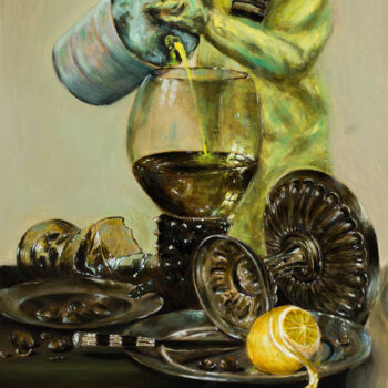 Painting titled "Still Life with a D…" by Mk Anisko, Original Artwork, Oil