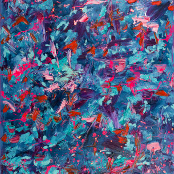 Painting titled "Blue and Pink" by Mk Anisko, Original Artwork, Oil