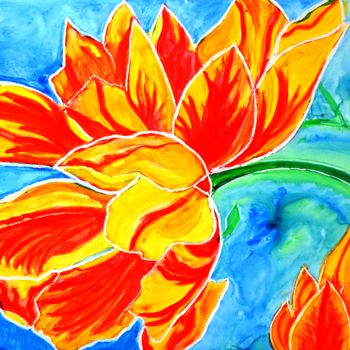 Pittura intitolato "Tulips vibrant and…" da Artbymanjiri, Opera d'arte originale, Acrilico