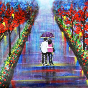 Картина под названием "Love Blossoms Roman…" - Artbymanjiri, Подлинное произведение искусства, Акрил
