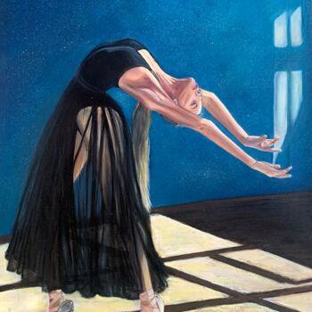 Картина под названием "Ballerina. Black sw…" - Mkate, Подлинное произведение искусства, Масло Установлен на Деревянная рама…