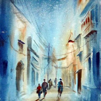 Painting titled "Walled city  Lahore…" by M Kazmi, Original Artwork, Watercolor