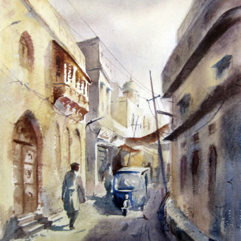 Malarstwo zatytułowany „Old Lahore watercol…” autorstwa M Kazmi, Oryginalna praca, Akwarela