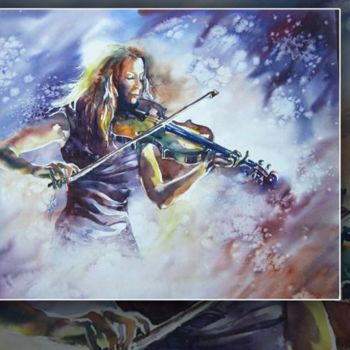 Painting titled "violinist" by Mkazmi, Original Artwork, Oil