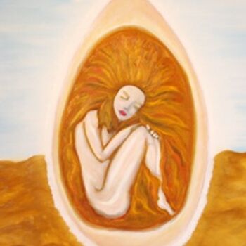 Malerei mit dem Titel "The Egg" von Mkbline, Original-Kunstwerk, Öl