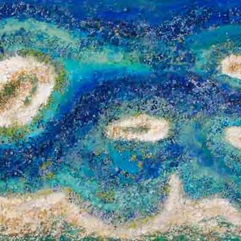 Malerei mit dem Titel "tortuga Atoll" von Maggie, Original-Kunstwerk, Öl