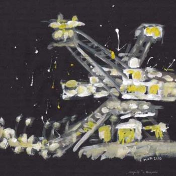 Malerei mit dem Titel "Mosquito in Ferropo…" von Maggie, Original-Kunstwerk, Öl
