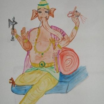 Malarstwo zatytułowany „Ganapati Deva” autorstwa Manish Khara, Oryginalna praca, Olej