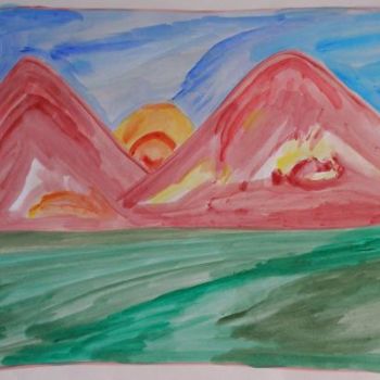 Schilderij getiteld "Sunrise - Artistic…" door Manish Khara, Origineel Kunstwerk, Olie