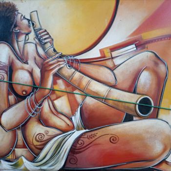 Pittura intitolato "Afrikanische Kunst,…" da Jafeth Moiane, Opera d'arte originale, Olio