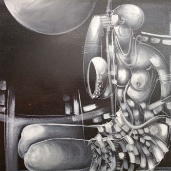 Painting titled "Woman playing tradi…" by Jafeth Moiane, Original Artwork, Oil