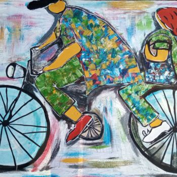 Painting titled "The bicycle, Acryli…" by Jafeth Moiane, Original Artwork, Acrylic