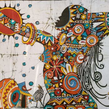 Peinture intitulée "Power of woman bati…" par Jafeth Moiane, Œuvre d'art originale, Encre