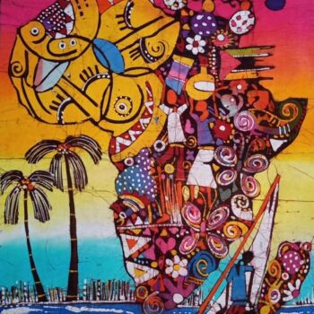 Peinture intitulée "Map of Africa, bati…" par Jafeth Moiane, Œuvre d'art originale, Cire
