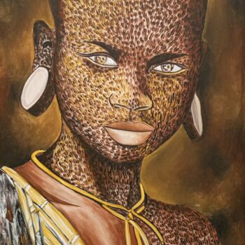 Картина под названием "Maasai tribe girl f…" - Jafeth Moiane, Подлинное произведение искусства, Акрил