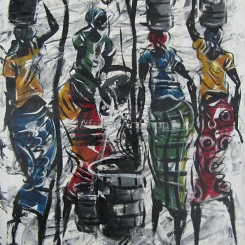 Schilderij getiteld "African women from…" door Jafeth Moiane, Origineel Kunstwerk, Olie