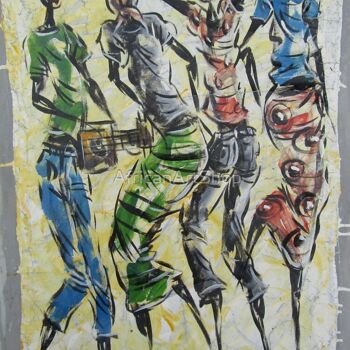 Peinture intitulée "African rural peopl…" par Jafeth Moiane, Œuvre d'art originale, Huile