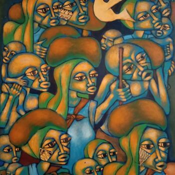 Painting titled "Emigrants, Emigrant…" by Jafeth Moiane, Original Artwork, Oil