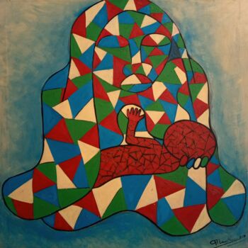 Malerei mit dem Titel "Mother breastfeedin…" von Jafeth Moiane, Original-Kunstwerk, Öl