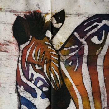 Schilderij getiteld "Zebra" door Jafeth Moiane, Origineel Kunstwerk, Was