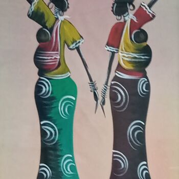 Painting titled "African traditional…" by Jafeth Moiane, Original Artwork, Acrylic