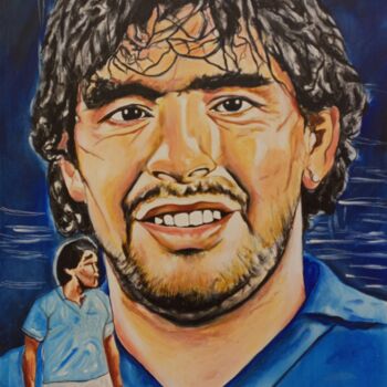 Картина под названием "Diego Maradona, Arg…" - Jafeth Moiane, Подлинное произведение искусства, Акрил