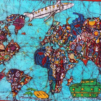 Картина под названием "Map of world" - Jafeth Moiane, Подлинное произведение искусства, Воск