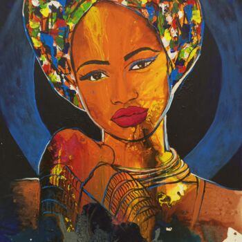 Painting titled "Dream woman" by Jafeth Moiane, Original Artwork, Acrylic