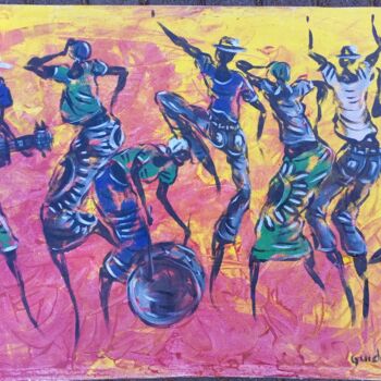Peinture intitulée "African village cul…" par Jafeth Moiane, Œuvre d'art originale, Acrylique