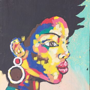 Painting titled "Beautiful young lady" by Jafeth Moiane, Original Artwork, Acrylic