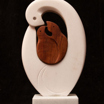 Sculptuur getiteld "Bird family" door Mladen Milanov, Origineel Kunstwerk, Steen