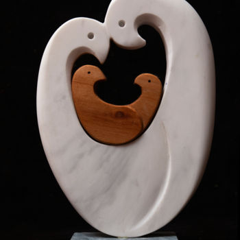 Sculpture titled "Bird family-2" by Mladen Milanov, Original Artwork, Stone