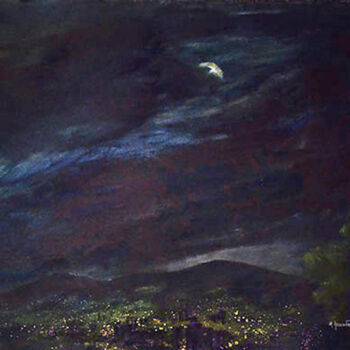 Peinture intitulée "Luna valle de Mexico" par Martine Lecouvreux, Œuvre d'art originale, Huile