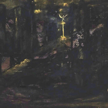 Painting titled "Noche sobre la Ciud…" by Martine Lecouvreux, Original Artwork, Oil