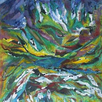 Peinture intitulée "Le lac" par Marie-Lou Fine, Œuvre d'art originale, Huile