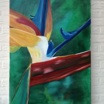 Картина под названием "Bird of paradise" - Maria Peeters, Подлинное произведение искусства, Масло Установлен на Алюминий