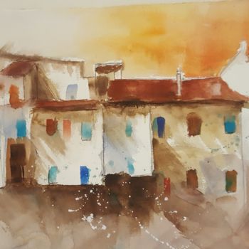 Painting titled "Faccia Vista" by Maria Luisa Stefanini, Original Artwork, Watercolor