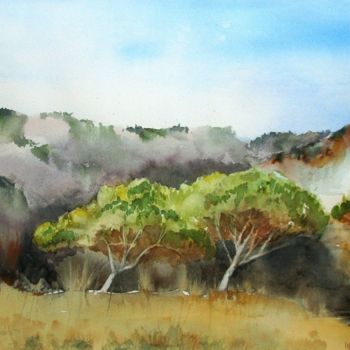 Painting titled "Arriba" by Maria Lurdes Couto, Original Artwork, Watercolor