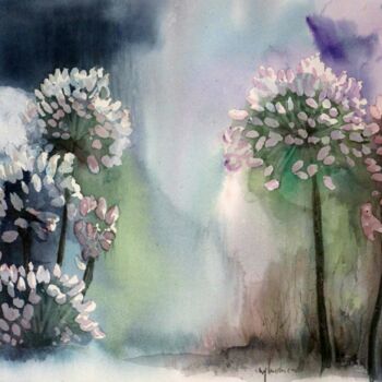 Painting titled ""Agapanthus"" by Maria Lurdes Couto, Original Artwork, Watercolor