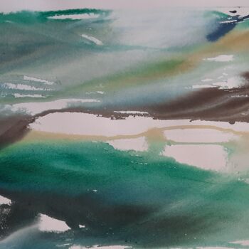 Painting titled "Horizonte" by Maria Lurdes Couto, Original Artwork, Watercolor