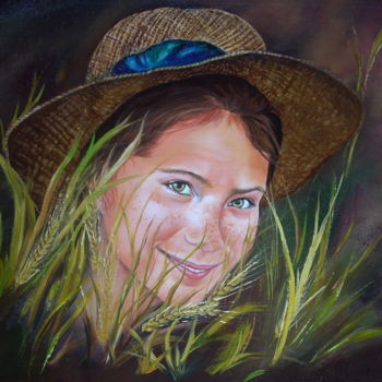 Painting titled "BLÉS EN SOURIRE. ds…" by Mm Saudade, Original Artwork, Oil