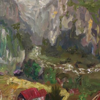 Malerei mit dem Titel "Landscape" von Margarita Makarova, Original-Kunstwerk, Öl