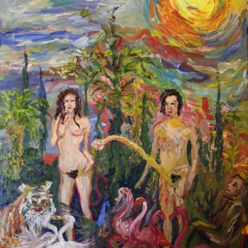 Painting titled "Соблазнение. Рай" by Margarita Makarova, Original Artwork, Oil