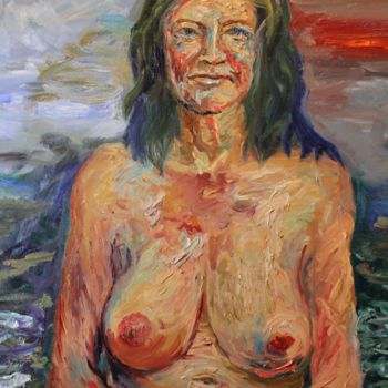 Painting titled "Закат" by Margarita Makarova, Original Artwork, Oil