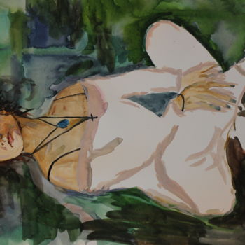 Peinture intitulée "портрет" par Margarita Makarova, Œuvre d'art originale, Aquarelle