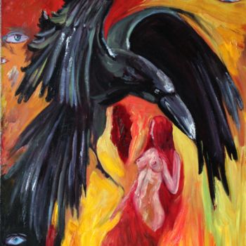 Malerei mit dem Titel "Raven" von Margarita Makarova, Original-Kunstwerk, Öl
