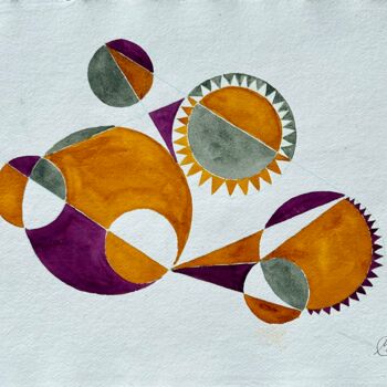 Painting titled "Untitled (geometric…" by Marina Marinopoulos, Original Artwork, Watercolor