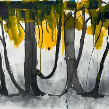 Painting titled "Imaginary Forest" by Marina Marinopoulos, Original Artwork, Watercolor