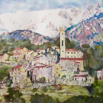 Peinture intitulée "Suveria, village Co…" par Mireille Martinelli, Œuvre d'art originale, Aquarelle